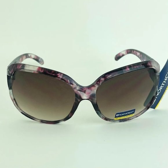 SG00777 NORTHCREST Sunglasses For Women Gradient Wine White W/ Rhinestone - Picture 1 of 9